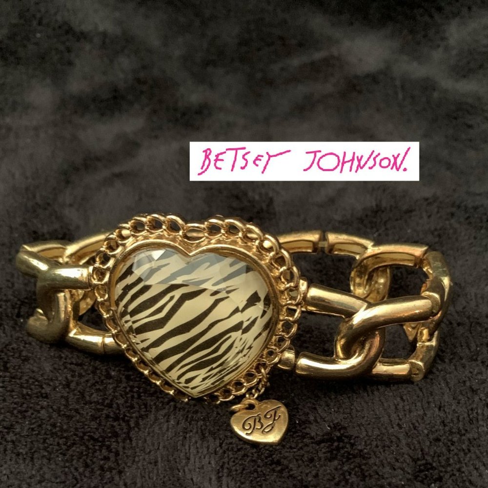 BetseyJohnson Goldtone ZebraHeart Stretch Bracelet